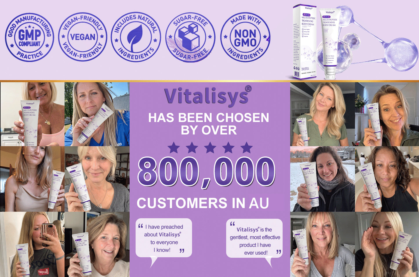 đ„VitalisysÂź PDRN Multi-Peptide Massaging Body Roller Cream- Anti-aging, Hydrating, Skin Firming & Lifting, Skin Repair, Even Tone, Acne and Dark Spot Treatment, Wart and Mole Removal, and Psoriasis Relief.